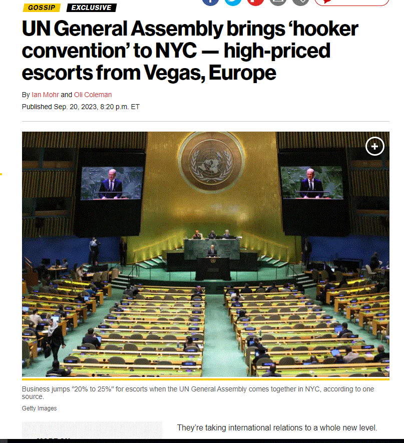 Σάλος με συνοδούς πολυτελείας στη... συνέλευση του ΟΗΕ  Η Νέα Υόρκη «πλημμύρισε» από μαστροπούς