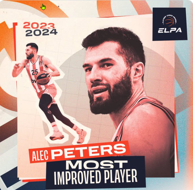 Ο Άλεκ Πίτερς πήρε το βραβείο του πιο βελτιωμένου παίκτη από την ELPA